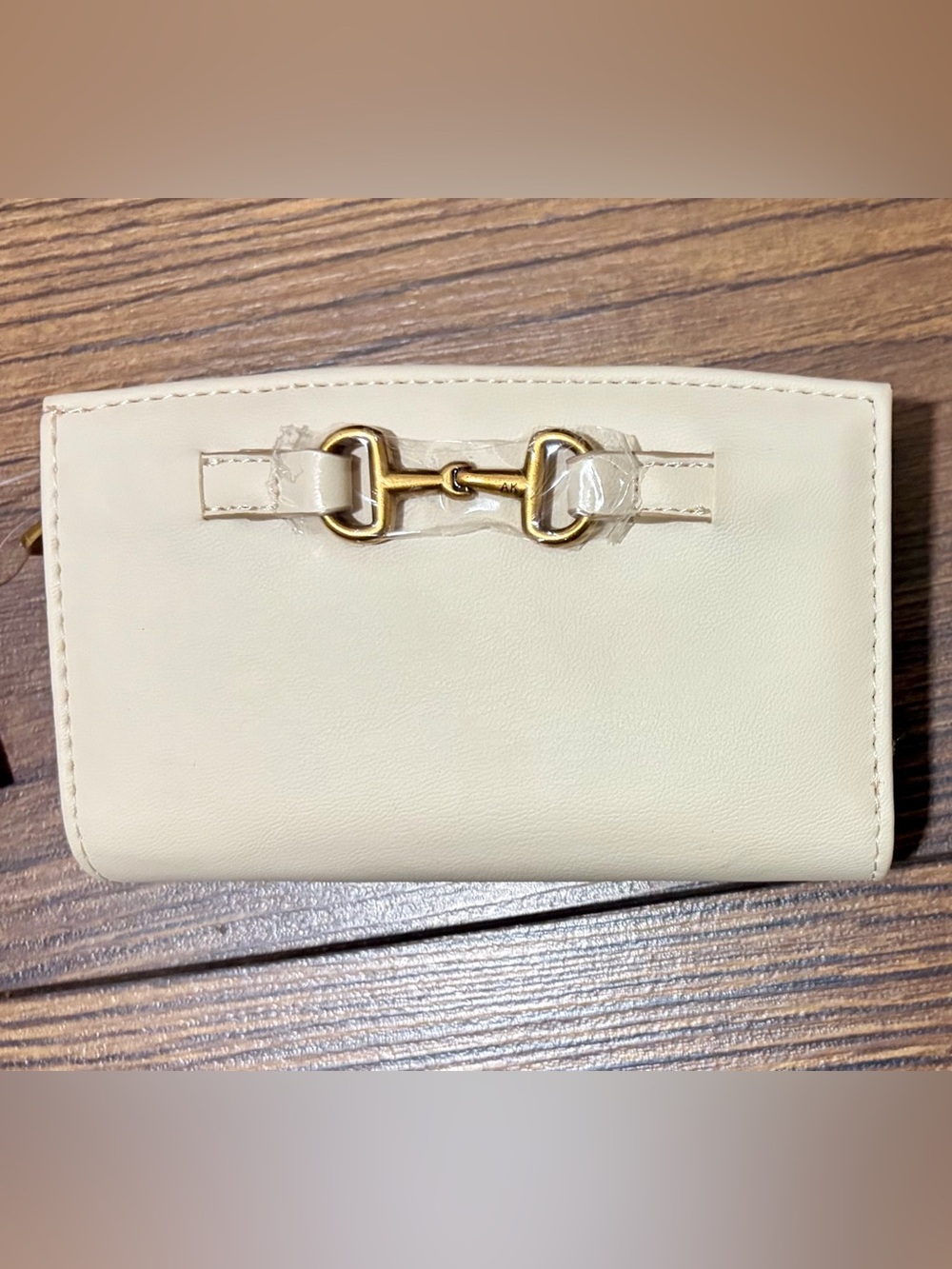 NWT Anne Klein Horsebit Bifold Wallet, Pearl with Antique Gold Hardware, Medium